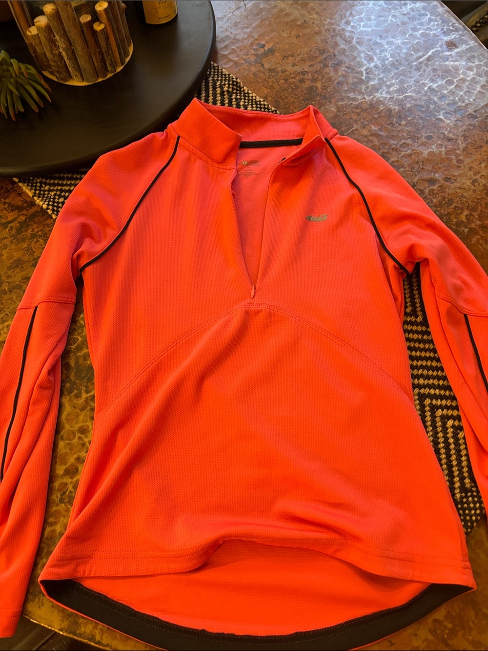 Avia Coral Pink Quarter-Zip Pullover with Black Piping